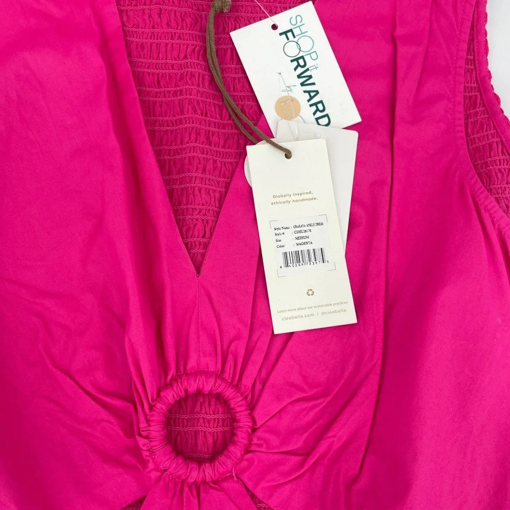 Cleobella Dress Charaya Ankle Dress Medium Magenta NWT - Picture 3 of 7